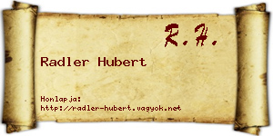 Radler Hubert névjegykártya